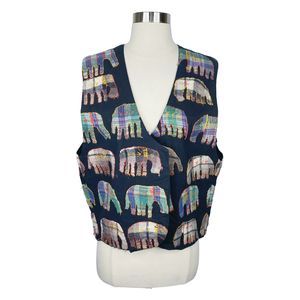 Vintage 80’s Soho Compagnie Streetwise Clothing Elephant Patchwork Vest - Sz L